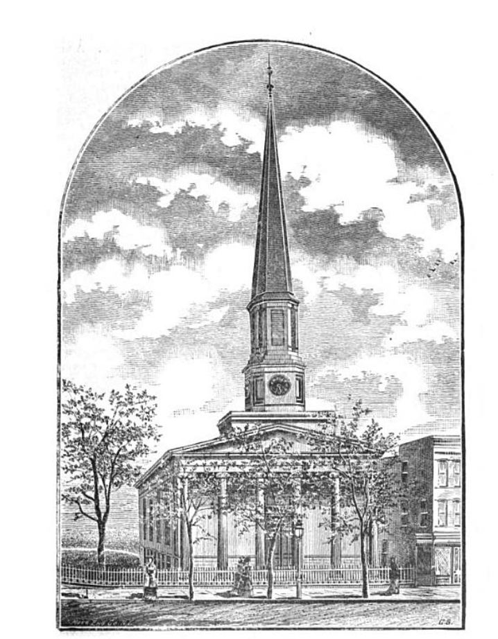 Engraving of the chapter house when it was the First Baptist Church