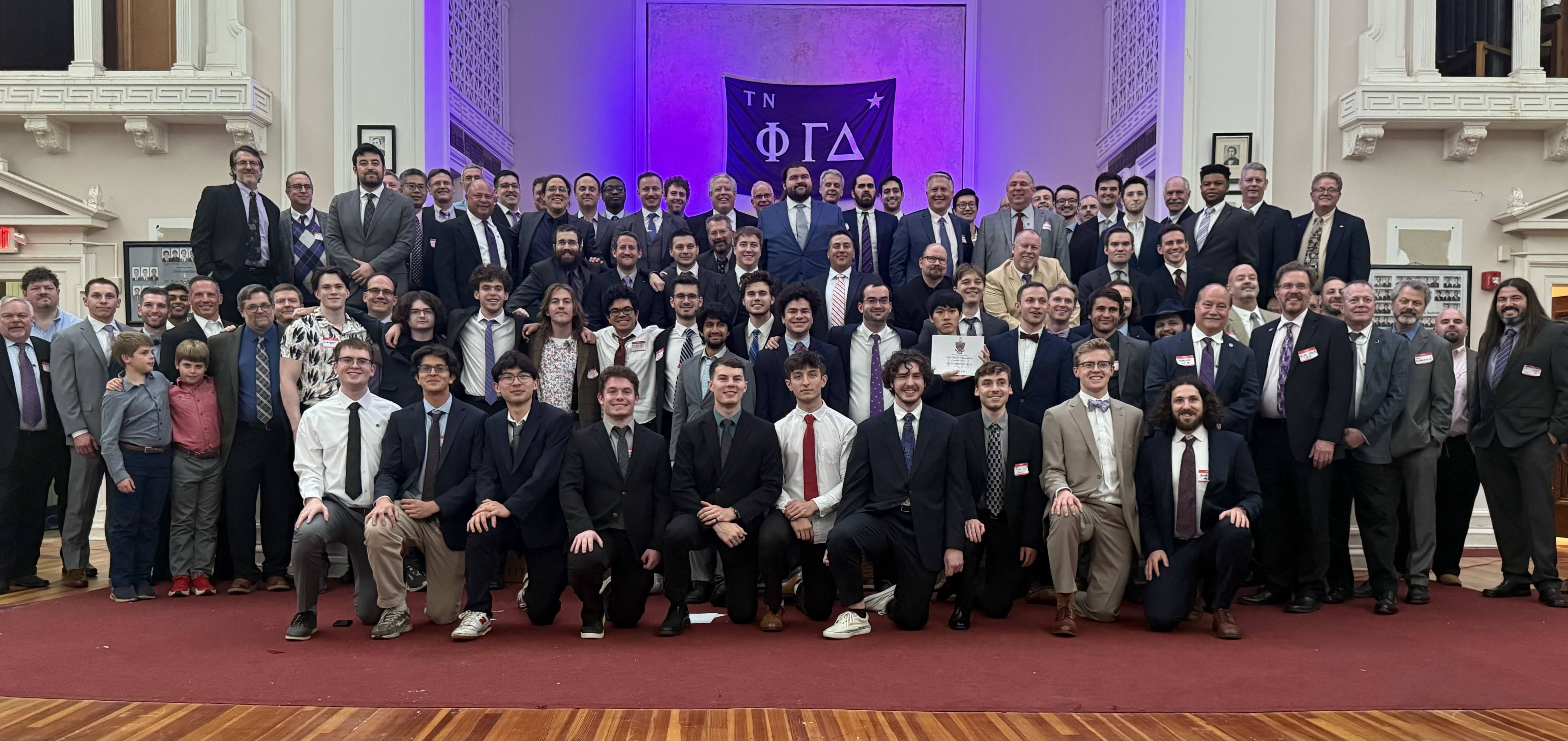 Tau Nu Fiji 2024 Pig Dinner Group Photo at the Chapter House Sanctuary Altar